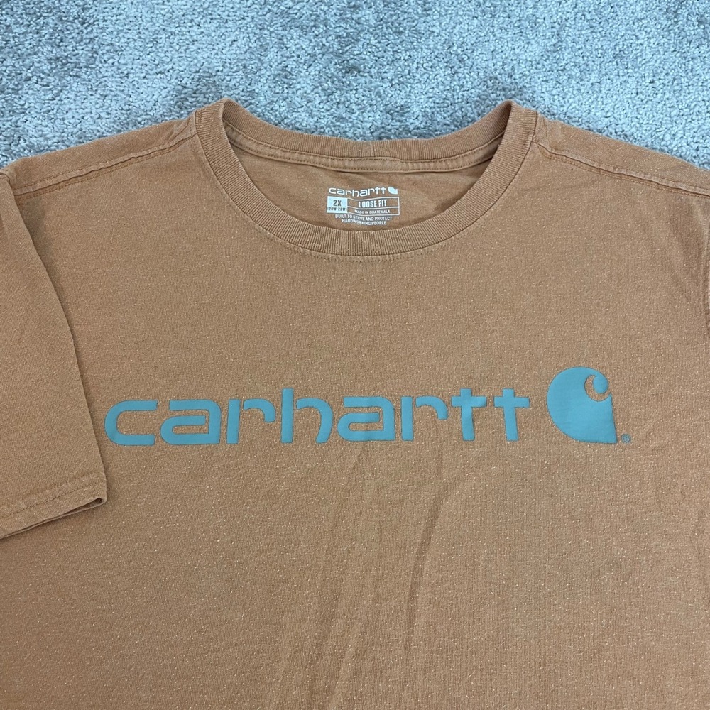 Carhartt Womens 2X Loose Fit Short Sleeve Graphic T-Shirt Orange Logo Tee